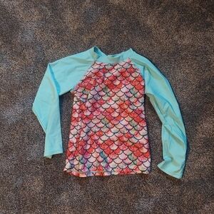 Poly Unicorn‎ Girls Sz 6/7  Rashguard Colorful Mermaid Swimwear
